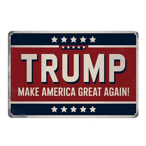 Trump Make America Great Again Tin Sign Vintage Patriotic Metal Sign for Home Bedroom Kitchen Bar Garage Cafe Dorm Bathroom Wall Decor 8 x 12 In