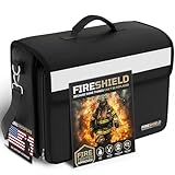 FIRESHIELD PRO Fireproof Document Bag – Portable Briefcase with Shoulder Strap, Tablet, Laptop & Card Organizer – Water Resistant, Multi-Pocket Storage for Travel, Home or Office – 17