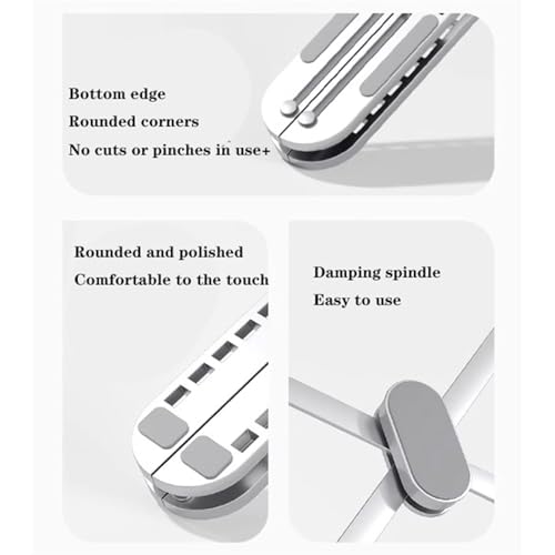Support pour ordinateur portable de bureau en aluminium gris argenté réglable - 4