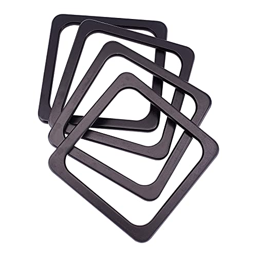 CHGCRAFT 4pcs Black Wooden Square Shape Bag Handle Replacements Handmade Bag Purse Making Handles for Handbag Crafting 5.5×5.5×0.4inch