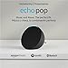 Echo Pop | Full sound compact smart speaker with Alexa | International Version with US Power Adaptor | Charcoal