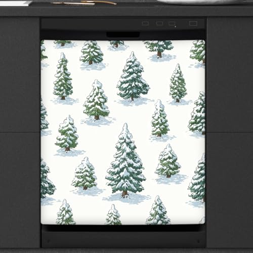 Autocollant magnétique lave-vaisselle pin enneigé 58,4x66cm lavable et repositionnable