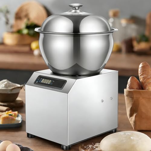 Azcabjie Amasadora Comercial Doméstica con Temporizador, Gran Capacidad De 5 Kg/8 Kg, De Acero Inoxidable, con Panel Táctil Y Tapa De Vidrio, para Pan Y Pizza 8kg