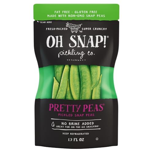 OH SNAP! Pretty Peas (12 Pack) - Pickled Sugar Snap Peas Snacks - Fresh Packed Ready To Eat - Gluten-Free, Fat-Free & Made With Non-GMO Veggies - Delicious & Healthy Snack