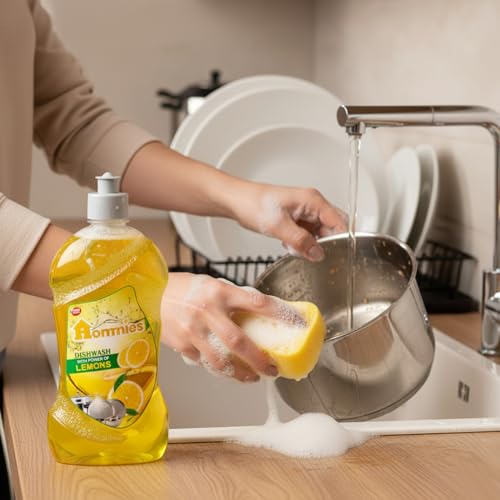 Image of Hommies Lemon Dishwash Liquid Gel Refill Pack 500ml Pack of 2 | No Residue Grease Cleaner Kitchen Soap for Utensils | Tough on Stains Gentle on Hands