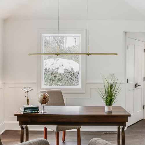 Edislive Modern Linear Led Island Light Dimmable Led Chandelier 47.24 In Adjustable Linear Hanging Light Fixture 3000K 20W Pendant Light For Dinning Room Kitchen,Gold thumb #7