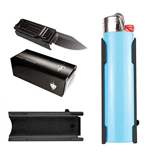 P.S Lighter Holder with Folding Pocket Knife, for BIC Lighter Only (Lighter Not Included) (Pink)