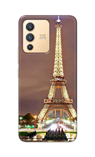 Image of PRINTFIDAA Lovers Famous Place Eiffel Tower in Paris Printed Designer Hard Case for Vivo V23 5G Back Cover -(e) RPM1009