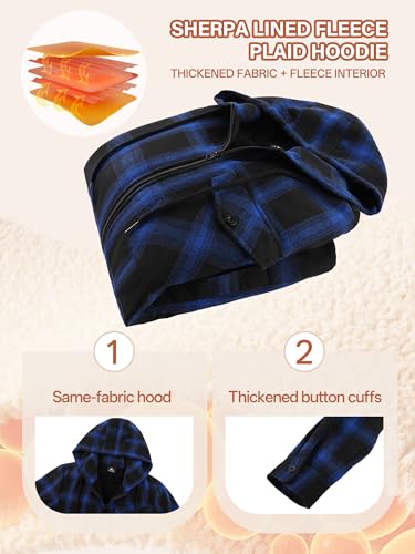 ZITY Men's Flannel Shirt Jacket Plaid Cotton Hoodie Coat - $14.99 after coupon - image 5