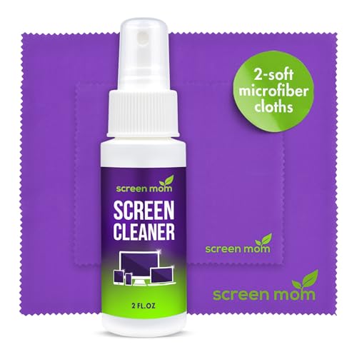 Screen Cleaner Spray and 2 Microfiber Cloths - 2oz Bottle by Screen Mom-Screen Cleaner Spray and...