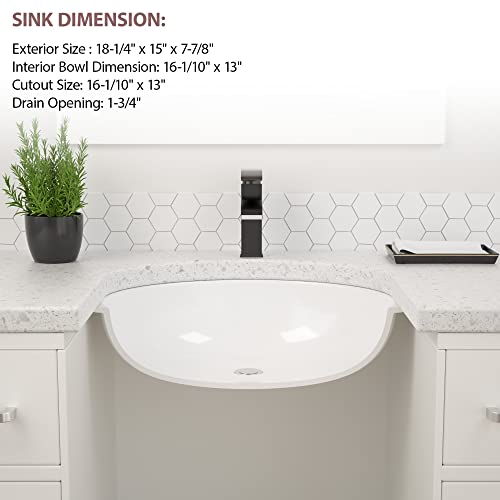 Undermount Bathroom Sink Oval - Dcolora 18"X15" White Porcelain Ceramic Oval Vessel Sink Under Counter Lavatory Vanity Bath Sink Bowl Basin With Overflow #TOP4