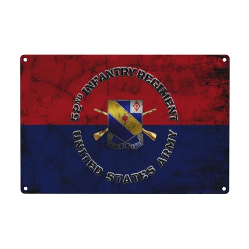 Drapeau du 52E Régiment d'Infanterie Américain Plaque Métal M