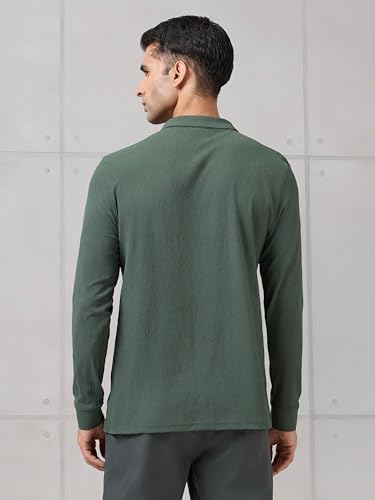 Image of TECHNOSPORT Men's Slim Fit Textured Active Out Full Sleeve T-Shirt for Gym, Sports & Regular Use