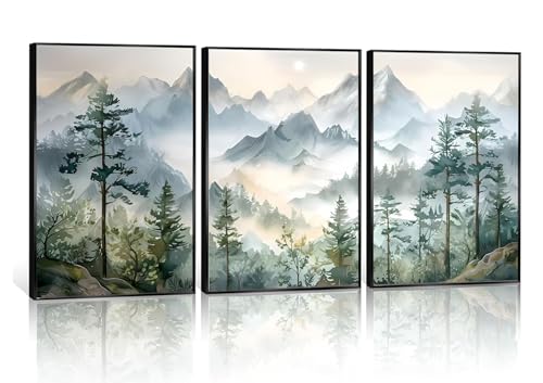 Mountain Forest Landscape Wall Art Nature Scenery Wall Decor pictures Abstract Mountains Canvas posters Prints Aesthetic painting for Bedroom Bathroom Living Room Home decoration Unframed 16inx24in