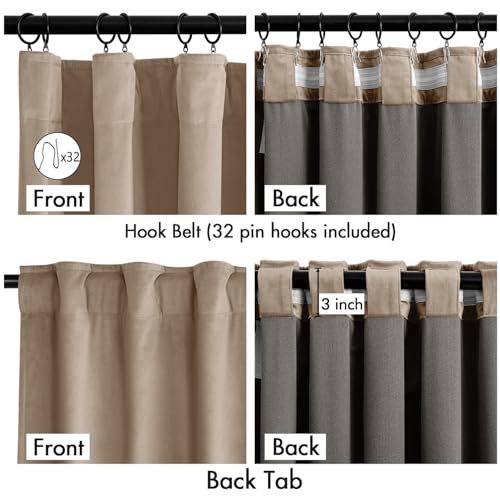 Image of MIULEE Velvet Curtains 50W x 108L 2 Panels Camel Beige Blackout Curtains | Luxury velvet fabric, pinch pleat design, back tab hooks, thermal insulated, blackout light blocking, for living room bedroom