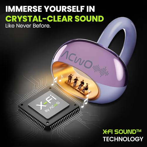 Image of ACwO DwOTS Flow Open Ear Earbuds | X-Fidelity Sound | AI-ENC Mic | Dual Mode (Music & Gaming) | 50H Playtime | Fast Charging | IPX5 | Bluetooth 5.3 Iris Purple