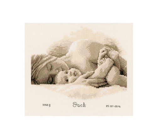 Kit Punto De Cruz Bebe Nacimiento Regalos DIY Completo Primer Abrazo Creativo Manualidades Creatividad Adultos Decoracion Pared Bordar Kit Principiantes ca. 27 x 23 cm Cross Stitch