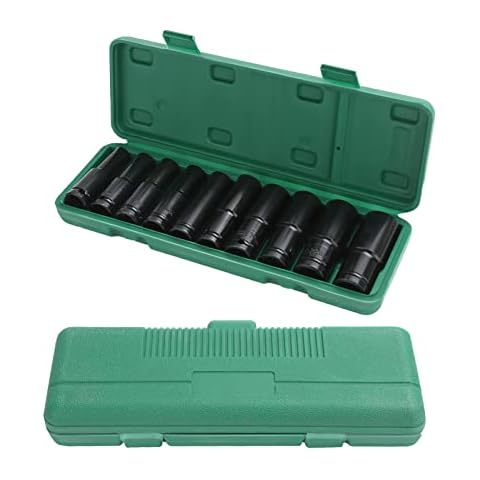 Mutiwill 10 pcs Impact Socket Set 1/2 Inch 10-24 mm Durable Reliable Drive Hex Nuts Deep Impact Socket Tool Set for Professional Repair DIY Cover