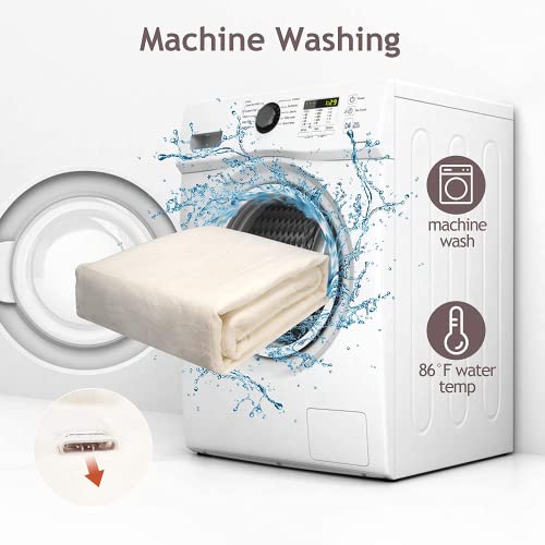 Heynemo Electric Blanket King Size With Dual Control, Heated Blanket For 89°F-108°F 10 Heating Levels Heating Blanket With 1-12 Hours Auto Shut Off, Cream White #TOP7