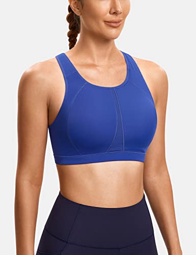 Image of SYROKAN Full Coverage Plus Size Sports Bras for Women | Racerback, Wireless, Removable Paddeds, Cooling Keyhole Back, High Support, Running Bra, Workout