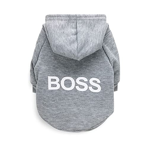 LtuzPet Hund Hoodie Boss Druck Pullover Weiche Fleece Haustier Kleidung Warme Jacke Mantel