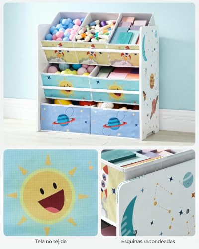 Miniatura 7 de Songmics Estantería De Habitación Infantil Con 7 Cajas De Almacenamiento De Tela No Tejida, Estantería Para Niños, Organizador De Juguetes, 29,5 X 62,5 X 60 Cm, Color Blanco Gkr034w01