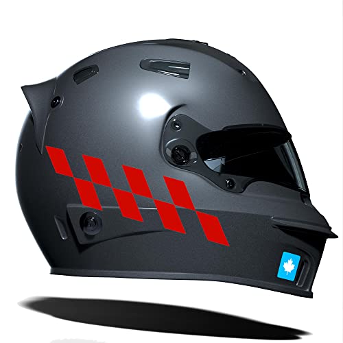 Kırmızı Bayraklı Damalı Motosiklet Kask Sticker Takımı
