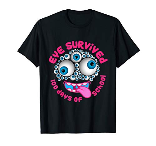 Girls 100th Day of School - Funny Eye Survived 100 Days T-Shirt