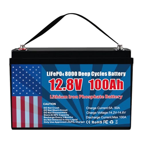 12V 100AH LiFePO4 Lithium Battery – 1280WH Energy, 10+