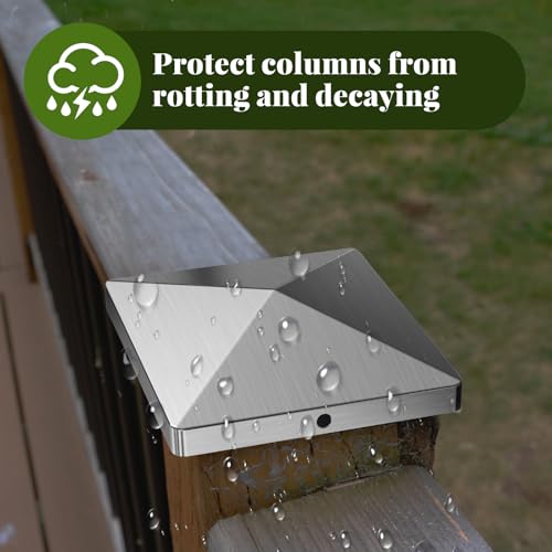 Tapones para postes de valla decorativos en acero inoxidable para modernizar el jardín 5
