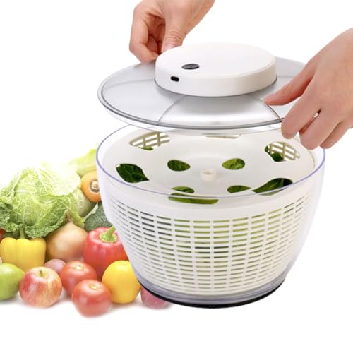Secador giratorio automático de lechuga, centrifugador de ensalada eléctrico de 4,5 L/6 L, lavadora de lechuga rotadora de ensalada, recargable por USB, para ensaladas verdes, lechuga, frutas 4.5L
