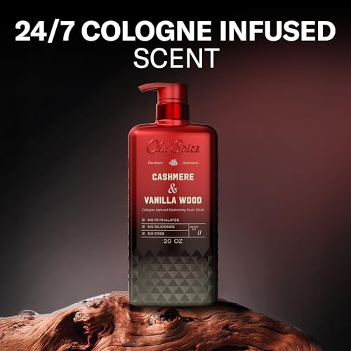 Image of Old Spice Body Wash for Men, The Spice Alchemist Collection, 24 /7 Cologne Infused Hydration, No Trade Off Formula, Free of Phthalates Silicones & Dyes, Cashmere + Vanilla Wood Scent, 20 oz