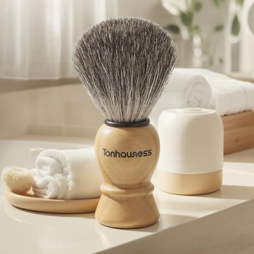 Image of Shaving Brushes Kit For Men, 4 In 1 Shaving Brush Set Includes Badger Hair Shaving Brush, Stainless Steel Shaving Bowl, Shaving Stand and Shaving Soap