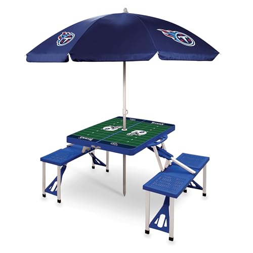 Image of PICNIC TIME NFL Picnic Table Portable Folding Table with Seats and Umbrella