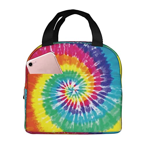 XVBCDFG Bolsas de almuerzo con estampado de teñido anudado para hombres y mujeres, fiambreras, fiambreras reutilizables aisladas, pequeñas fiambreras Bento,