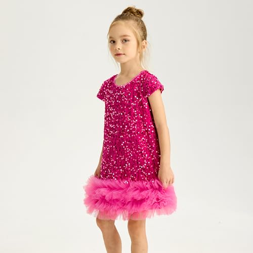 Miipat Toddler Girls Sequin Dress Sparkly Gown Party Dresses Little Kids A-Line Velvet Dress3