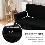NICEEC Sofa Cover Thick Plush 1-Piece Warm Black Sofa Slipcover for Sofas Stretch Fluffy Couch Covers for Living Room Easy Fit Washable Soft Furniture Sofa Protector with Skirt - Image 4