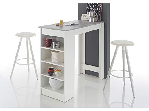 Bartisch Möbelando Rosalyn I in Beton/Weiß für Küche und Essbereich