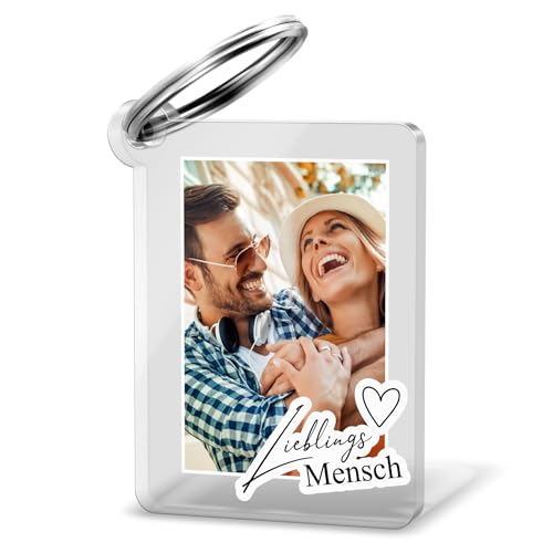 CHRISCK design Schlüsselanhänger personalisiert mit Foto aus stabilem Acrylglas - persönliches Geschenk Weihnachten für Freund Freundin Familie Paar - Fotogeschenke für Geburtstag für Frauen & Männer