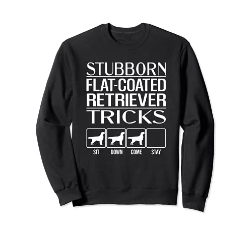 Stubborn Dog Tricks, dog gift, Funny Flat-Coated Retriever Sweatshirt, Black