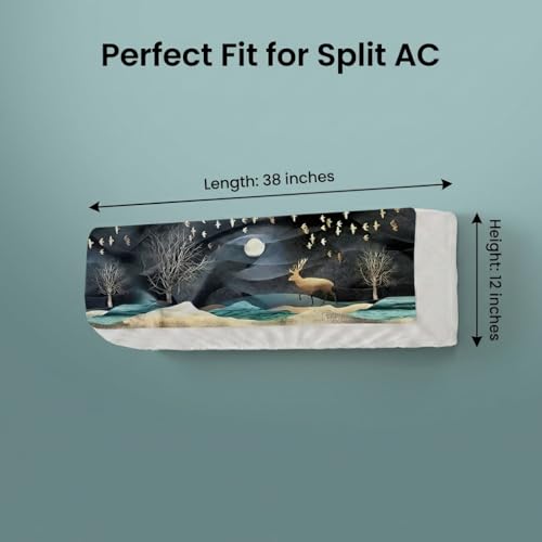 Image of Split AC Cover 1 ton, 1.5 ton to 2 Ton |Designer Digital Print Indoor AC Dust Cover | Stretchable Lycra Fabric | 38x12x9 Inch | Washable Polyester AC Indoor Unit Cover | Dust Dirt Resistant