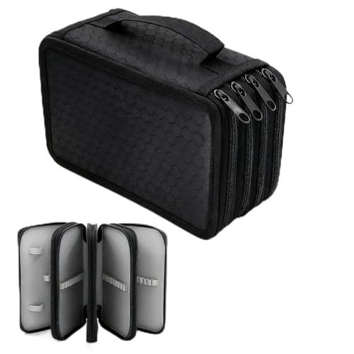 YTSMFL Super Large Capacity Pencil Case 72 Slots, Black Coloured Pencils Holder Student Stationary Case Includes Four Pencil sharpeners Extra Large Pen Storage Bag for Pencils