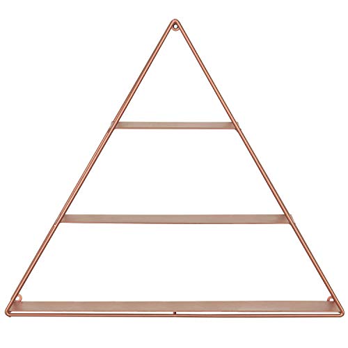 Mygift Wall Mounted Copper-Tone Metal Triangular 3 Tier Decorative Display Shelf For Collectibles And Crystals, Pyramid Shaped Wall Shelf Rack For Bathroom, Living Room, Bedroom #TOP4