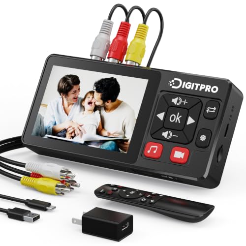 VHS to Digital Converter 2.0 HD Video to Digital Converter Recorder with Remote Convert Record Analog Video Audio from VHS/VCR DVR/DVD/Hi8/Mini DV/Camcorder/Gaming ConsolesTapes Players Needed)