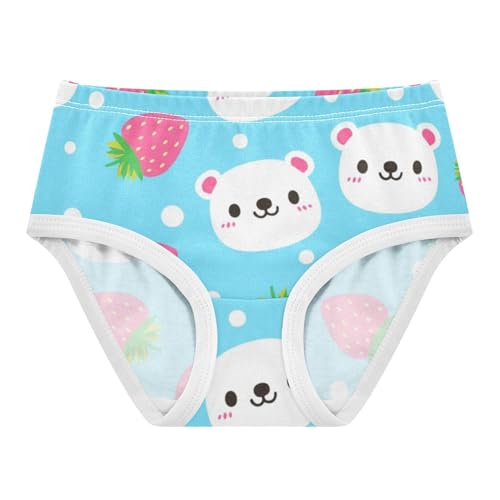 Cute Bears Strawberries Blue Toddler Underwear Floral 2t Cotton Panties for Girl Durable Briefs Kids Undies