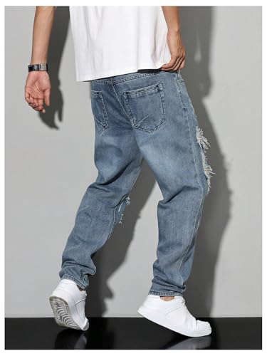 SOLY HUX Men's Ripped Denim Pants Tapered Leg Distressed Dressy Casual Jeans2