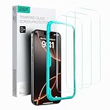 ESR for iPhone 17 ガラスフィルム iPhone16Pro保護フィルム 3枚 強化ガラス いphone17/16pro 保護フィルム 簡単取り付けツール付き 高い透明度 for iphone17/16pro ガラスフィルム 硬度9H 軍事規格の飛散防止力 耐傷性 0.3mm超薄 HD アイフォン17/16プロ対応