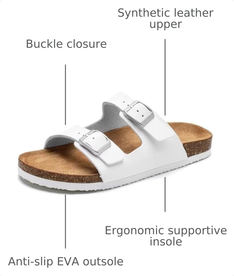 Image of Torotto Kids Sandals Boys Girls Slide Summer Non-slip Cork Glitter Toddler Slippers with Adjustable Straps for Indoor & Outdoor