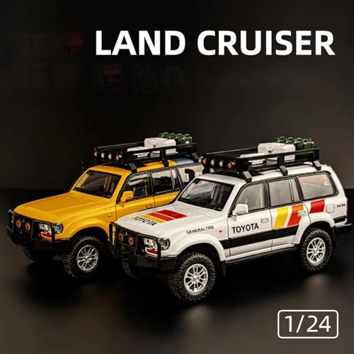 Image of 1:24 Scale Land Cruiser Toy Car for Kids Diecast Metal Car Light Sound Pullback Openable Door Model Cars, Orange