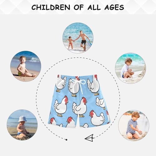 Boys Beach Board Shorts Blue Chicken Cartoon Swim Trunk Teen Swimwear 8-16Y 5